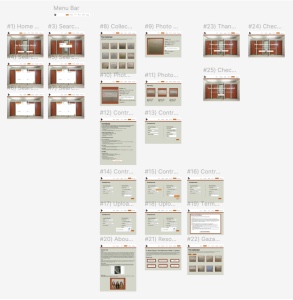 Grid of all seven pages of the final Figma prototype